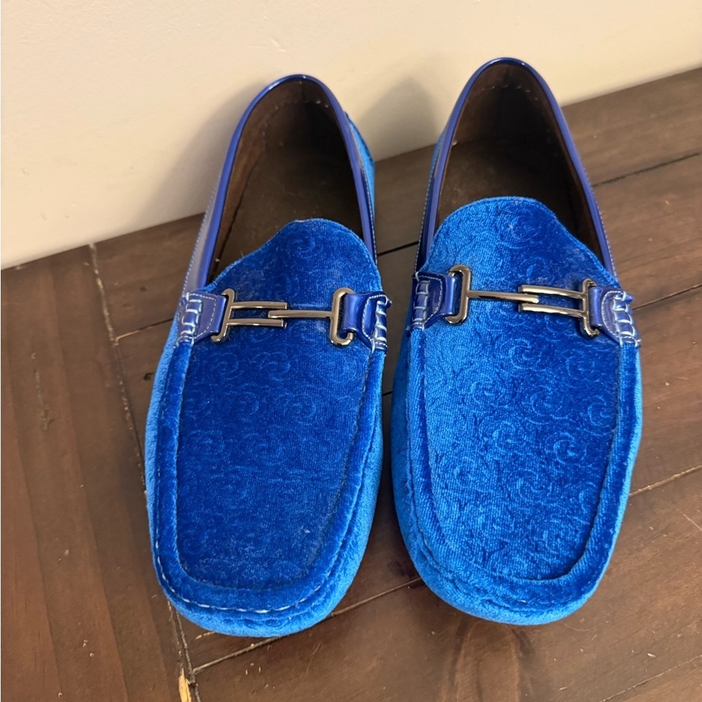 Amali Royal Blue Velvet Driving Loafers Men’s Size 11 Bit Slip On Dress Shoes